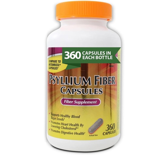 [BRSREHAOOAIBOFI4] KS Psyllium Fiber Capsules, 360 Count, Supports Digestive Health, Gluten-Free, 100% Natural Fiber Supplement for Daily Wellness