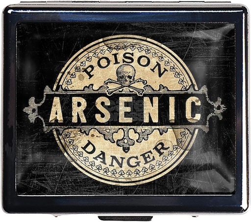 [BRSROGIZA4PQAFLU] 7 Days Chromed Shiny Silver Pill Organizer with Mirror Inside Has 8 Separate Compartments Rectangle 7 Days Pill Box Pill Case (Arsenic Vintage Style Poison Label)