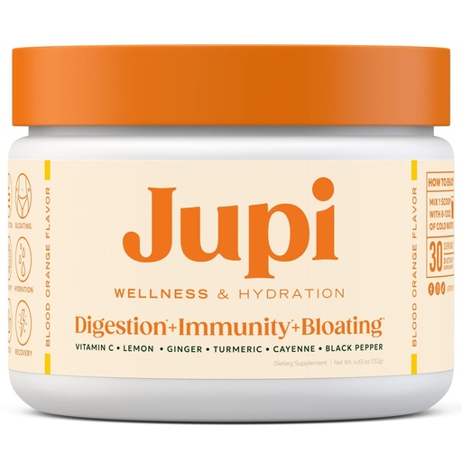 [BRSRAALYAB5AI33V] Jupi Hydration & Wellness Powder – Turmeric & Ginger shots, Vitamin C Supplement for Energy, Immune Support & Digestive Health – Vegan, Gluten-Free Drink Mix for Men & Women, Citrus Flavor 30 servings