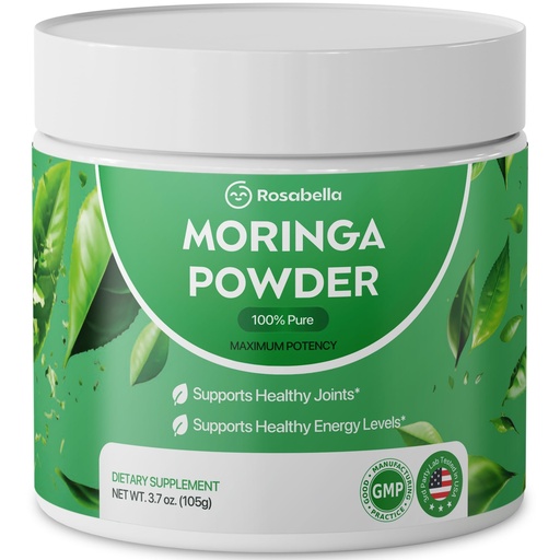 [BRSREAI5OBYBUAAV] Rosabella Pure Moringa Powder - Energy, Skin, Immune & Gut Health Superfood, Rich in Antioxidants, Essential Vitamins & Amino Acids, Natural Green Superfood Supplement (3.7oz (Pack of 1))