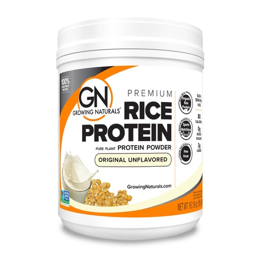 [BRSWGHYTBB4BQCAY] Growing Naturals | Organic Premium Plant Based Protein, Pure Rice Protein Powder | | Non-GMO, Vegan, Gluten-Free, Keto Friendly, Shelf-Stable | 1LB, Original, 1 Pound (Pack of 1) 16.2 Count