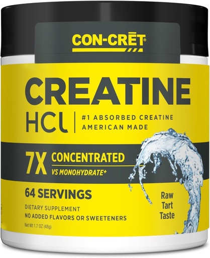 [BRSWK2QAC4OBS3DO] CON-CRET Creatine HCl Powder - Músculo, Cognitivo, Suporte de Energia Celular - Sem Bloating ou Cãibras - EUA Made & NSF Certified - Sem sabor (64 Serving)