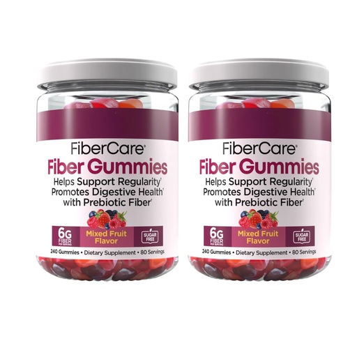 [BRSREY32PIMGCCI7] Fiber Care Gummies, 240 ct, 80 Servings, 6g of Fiber Per Serving, Help Supports Regularity & Promote Digestive Health Pack of 2