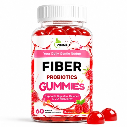 [BRSRGBITDEHRYCD3] Fiber Gummies for Adults, Probiotic Kombucha Gummies for Daily Digestive & Gut Health, Vegan Fiber Supplement for Women, Raspberry Flavor 60CT