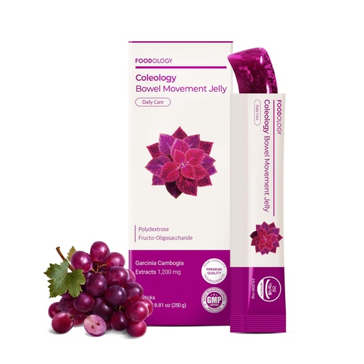 [BRSREZYBCACR4CL6] FOODOLOGY Coleology Bowel Movement Jelly (Grape & Prune) – Prebiotic Fiber Supplement for Gut Health & Daily Regularity, Chia Seeds, Korean Supplement – 10 Sticks