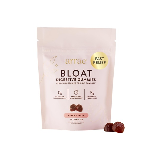 [BRSRGBIFCUAQ22DL] Arrae Bloat Gummies - Sugar-Free Debloat Gummies - Prebiotic Fiber - Peach Lemon Flavor - 60 Count
