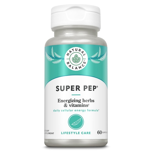 [BRSWIYQAO4FGG33E] Natural Balance Super Pep | All Day Herbal Energy Supplement | with Eleuthero, Kola Nut, Gotu Kola, B-Vitamins & Chromium | 60 Capsules, 30 Servings