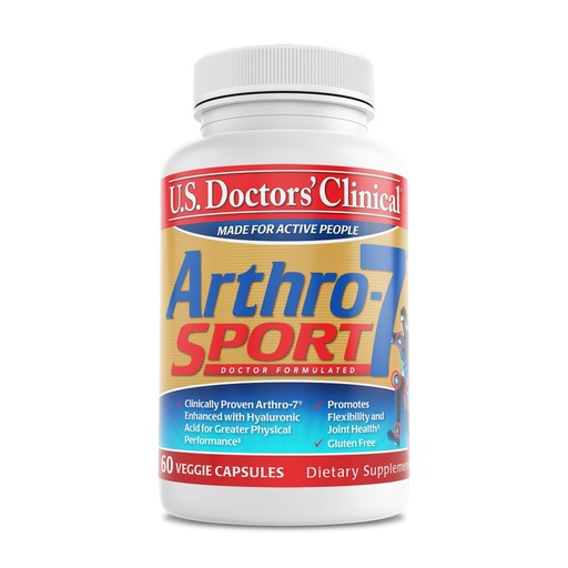 [BRSWKEYLCUBGCDQ5] U.S. Doctors’ Clinical Arthro-7 Sport - Clinically Proven AR7 Blend + 100mg Hyaluronic Acid & Vitamin C for Flexibility, Mobility, & Strong Cartilage - 60 Capsules - 15/30-Day Supply