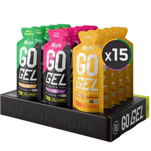 [BRSREGA5BAMQIDL3] BARE PERFORMANCE NUTRITION, BPN Go Gel Endurance, 24g of Carbohydrates & 100 Calories per Pack, Vegan + Gluten Free Running Gel, 15 Single-Serving Variety Pack