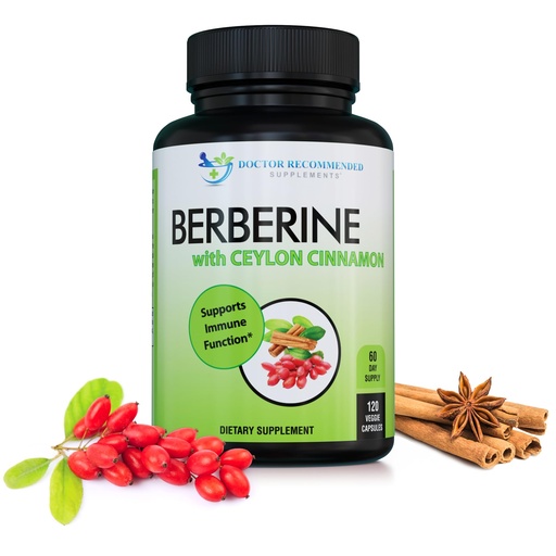 [BRSWYALYBB5RSCAU] DOCTOR RECOMMENDED SUPPLEMENTS Berberine with Ceylon Cinnamon - 1200mg Berberine & 100mg Organic Ceylon Cinnamon - 120 Veggie Capsules, Healthy Immune System & Gastrointestinal Wellness