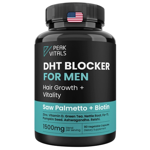 [BRSRABQHOABRSALV] DHT Blocker for Men | Ultra Potent Hair Growth Formula | Saw Palmetto, Biotin, Pumpkin Seed, Herbal Extracts | Natural Hair Loss Supplements | Hair Regrowth Vitamins | Made in the USA | 90 Capsules