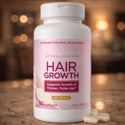 [BRSRGAQHAEGWCCYU] NB Optimal-Solutions Hair Growth 90 Capsules with Biotin 10000 mcg Silicon Arginine Non GMO
