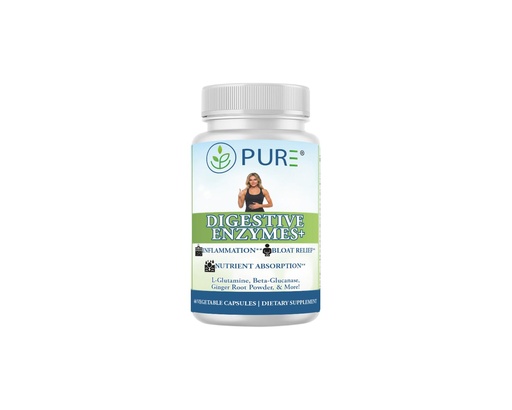 [BRSRACA6BF5GOEY6] PURE® Digestive Enzymes+ with Probiotics - 60 Capsules - Advanced Gut Health & Bloat Relief - Full Spectrum Enzyme Blend for Protein, Carb & Fat Digestion - Made in USA