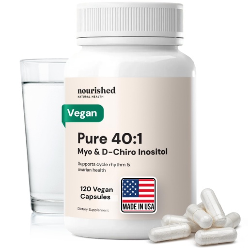 [BRSRAA35OV6QICYY] Nourished 40:1 Myo-inositol & D-Chiro Inositol Supplement for Women with Fertility, Skin Health, or Menstrual Cycle Symptoms - Hormone Balance for Women - 120 Capsules