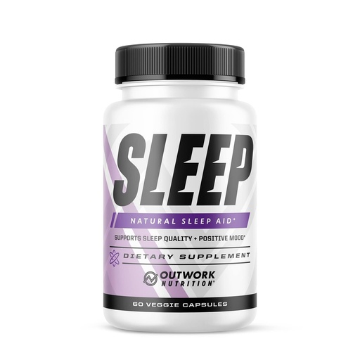 [BRSRMFAYO56QAAIZ] Outwork Nutrition Sleep Aid - Natural Melatonin, L-Theanine, Saffron Extract - Sleep Supplements for Adults - Boosts Sleep Quality & Time, Enhances Positive Mood - 60 Veg Capsules (Not Gummies)