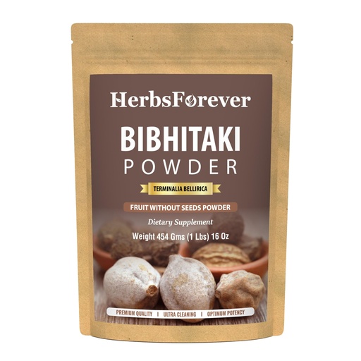 [BRSWIYIZBIBBCALO] HerbsForever Bibhitaki-(Terminalia Bellirica) Furit Powder Without Seed for Digestion & Kapha Detoxification | Wild Harvested -Non GMO, Vegan- 2X Potency | Ultra Clean | Steam Sterilized| 16oz-1LBS