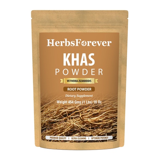 [BRSWIYIYOYHWIE3A] Herbsforever Khas Powder | Vetiveria Zizanioides | Natural Dietary Fiber | Non-GMO, Vegan, Gluten-Free | 454 GMS