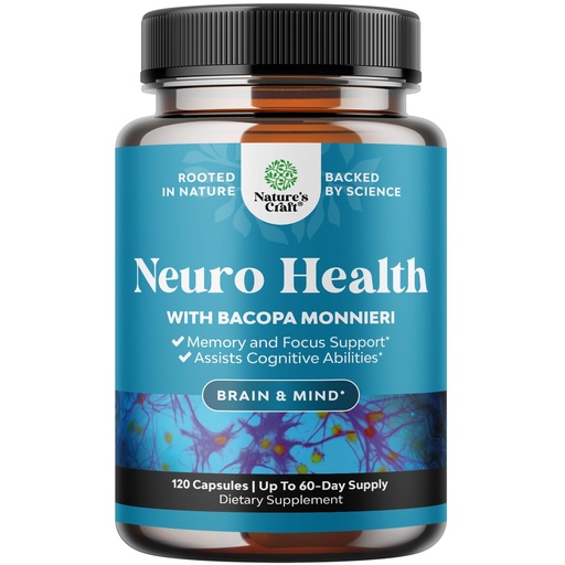 [BRSREGIHBB5RM33U] Nootropic Brain Supplement for Memory and Focus Support - Vitamins for Mental Support & Clarity with Bacopa Monnieri, VIT A, B6, Riboflavin, Niacin, Thiamin & Folate - Cognitive Complex - 120 Ct