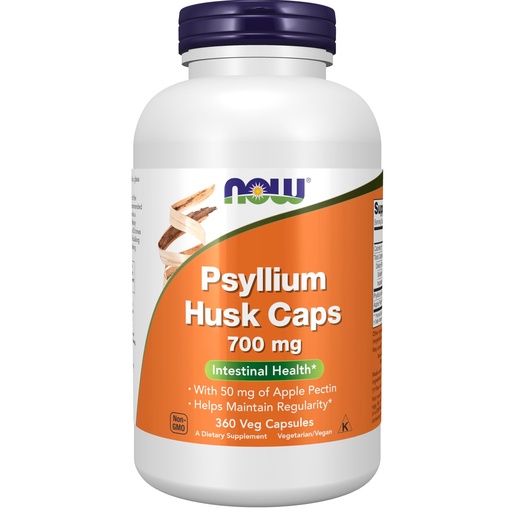 [BRSWYYDRDEFGAGQ4] NOW Foods Supplements, Psyllium Husk Caps 700 mg with 50 mg of Apple Pectin, Intestinal Health*, 360 Veg Capsules