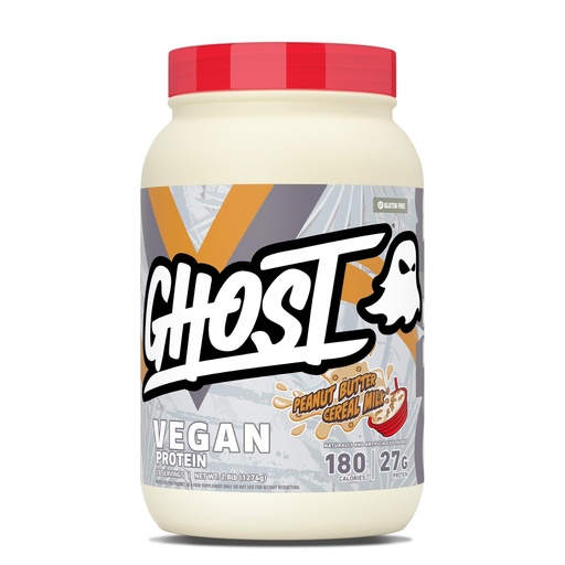 [BRSRGGD3DJ7WGYDZ] GHOST Vegan V2 Protein Powder, Peanut Butter Cereal Milk – 2.8LB Tub, 27G of Protein - Plant-Based Pea & Organic Pumpkin Blend Protein with Fiber & Iron Flavored Post Workout Shakes - Soy, Gluten Free