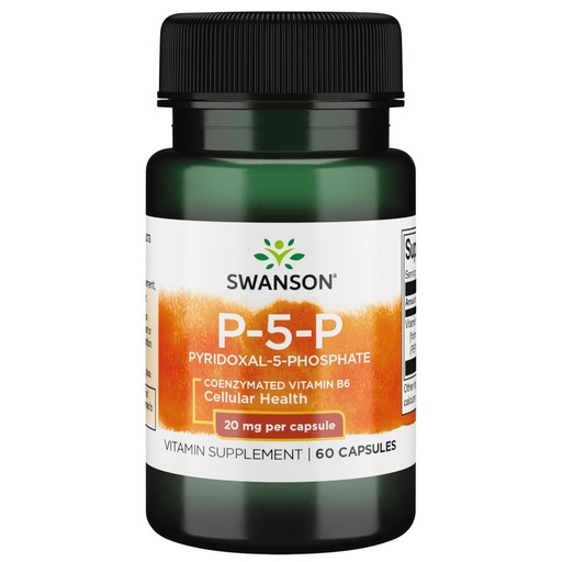 [BRSWG2Y6DIDQACDP] Swanson P-5-P (Pyridoxal-5-Phosphate) Coenzymated Vitaminb-6 20 Milligrams 60 Capsules (1 Pack)
