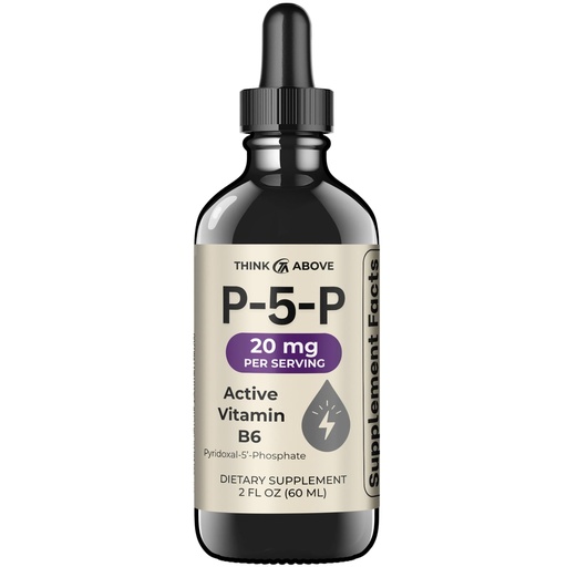 [BRSRE2Y6CIAQKADO] Think Above P5P Liquid Drops – Activated Vitamin B6 (Pyridoxal-5-Phosphate) – Fast Absorption Formula – Nervous System & Energy Support – 2 oz (60 mL)