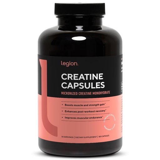 [BRSRAAIQPMBQA3Q7] LEGION Micronized Creatine Monohydrate Supplement - Clean Creatine Powder for Muscle Gain & Post Workout Recovery - Micronized Creatine Supplement for Maximum Absorption (30 Servings, Capsule)