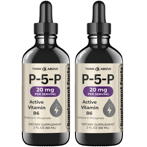 [BRSREAYHCMORSELZ] Think Above P5P Liquid Drops – Activated Vitamin B6 (Pyridoxal-5-Phosphate) – Fast Absorption Formula – 2 oz (60 mL) Pack of 2