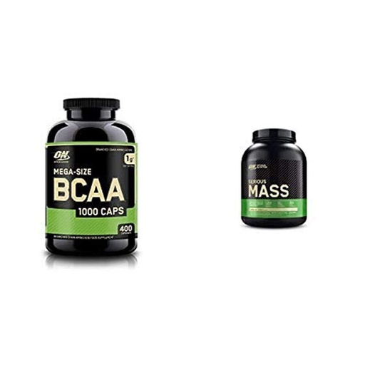 [BRSWYZIHPIMWK3AV] OPTIMUM NUTRITION Instantized BCAA Capsules, Keto Friendly Branched Chain Essential Amino Acids with Serious Mass Weight Gainer Protein Powder for Immune Support, Vanilla