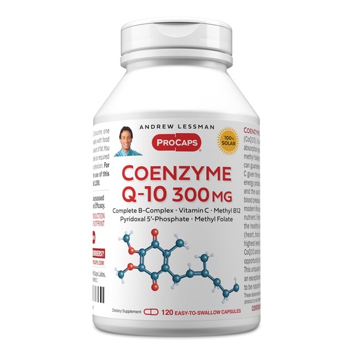 [BRSWKHD4PINAMCD3] ANDREW LESSMAN Coenzyme Q-10 300 mg 120 Capsules - Essential for Energy Production and Optimum Key Organ Function, Anti-Oxidant Support, Depleted by Aging, Plus B-Complex. Easy to Swallow Capsules