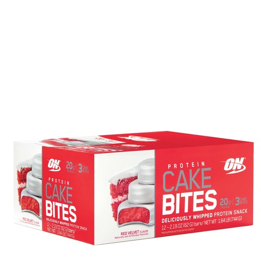 [BRSWKHD5OYDAEG3H] Optimum Nutrition Protein Cake Bites, Whipped Low Sugar Protein Bar, Flavor: Red Velvet, 12 Count