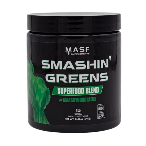 [BRSRAAL7AV4AOCAU] MASF Supplements Smashin' Greens Superfood Organic Blend - 15 Servings - Boost Energy, Immune Support, Digestive Health with Organic Wheat Grass, Spirulina, Chlorella - NSF Certified