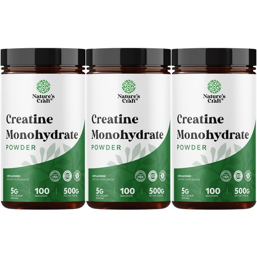 [BRSRE235BAIQGETZ] Micronized Creatine Monohydrate Powder for Men & Women - Pre & Post Workout Pure Creatine for Women & Men for Muscle Growth & Recovery - Raw Unflavored Nutritional Supplements for Muscle Gain - 3Pack