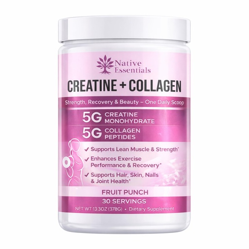 [BRSREFQDCAMR6FLA] Creatine for Women + Collagen Peptides 5g Each - Muscle, Beauty, Performance