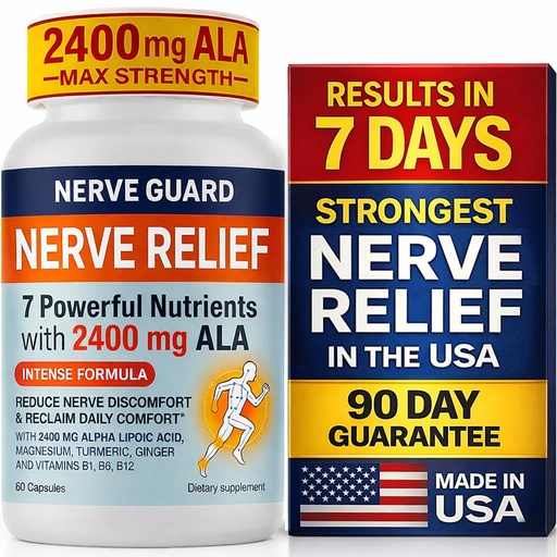 [BRSRGFQYBUFGOGTZ] Nerve Relief Neuropathy Sciatica Support Supplement with 2400 mg Alpha Lipoic Acid to Reduce Nerve Discomfort in Feet Hands Toes & Feet – 2400mg ALA, B Vitamins, Magnesium, Turmeric – 60 Capsules