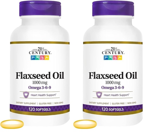 [BRSRAY3ROV7Q43TZ] 21st Century Flaxseed Oil 1000 Mg Softgels, 120-Count (22871) (Pack of 2)