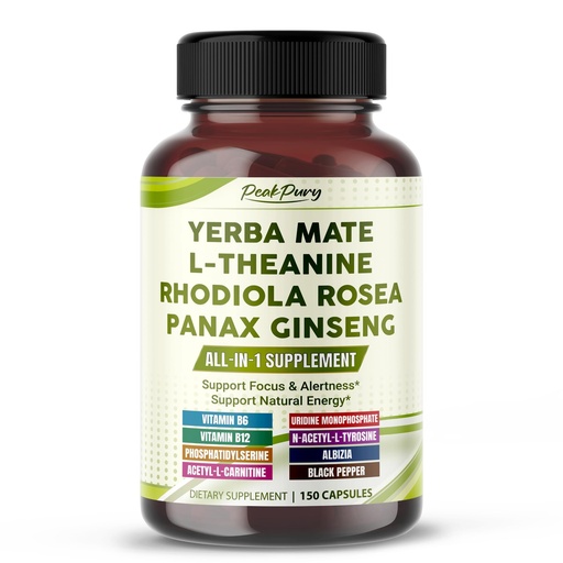 [BRSREZIOA4PAMF3L] Ultra All-in-1 Yerba Mate, L-Theanine, Rhodiola & Panax Ginseng – Supports Mental Focus & Natural Energy – 150 Capsules