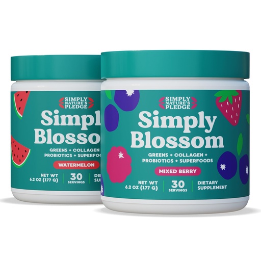 [BRSREZIEO4IWCCYV] Simply Blossom Nutrition - Watermelon & Berry - Daily Greens & Superfood Powder + Collagen + Probiotics for Women's Digestive Health & Bloating Relief. Help Your Health Bloom - 2 Month Supply