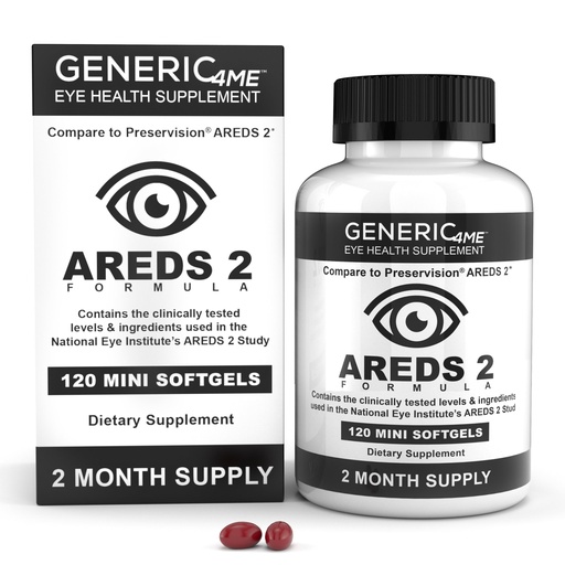 [BRSROCAPOZ6RGCIU] AREDS 2 SoftGels, 500 mg Vitamin C, 400 IU Vitamin E, 10 mg Lutein, 2 mg Zeaxanthin, 80 mg Zinc, 2 mg Copper - Supports Eye Health - Easy to Swallow 120 Mini SoftGels (Two Month Supply)