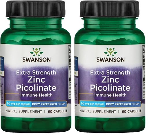 [BRSRGFI7BZ7AYFAY] Swanson Extra Strength Zinc Picolinate - Body Preferred Form 50 mg 60 Caps (Pack of 2)