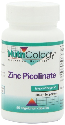 [BRSWIY33OYPQY2DO] NutriCology Zinc Picolinate - Supports Healthy Immune System - Delivers 25 mg of Zinc - Highly Bioavailable Superior Absorption - Vegetarian & Hypoallergenic - 60 Servings - 60 Capsules