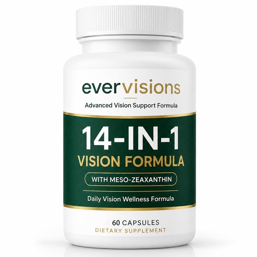 [BRSRYYAFCMARAHI4] Evervision 14-in-1 Advanced Eye Formula - with Lutein 30mg, Zeaxanthin 15mg & Meso-Zeaxanthin, Bilberry, Saffron, Astaxanthin, Zinc, Vegan Capsules