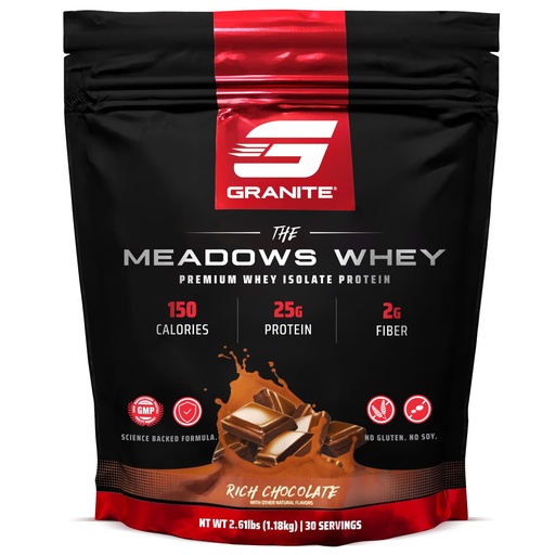 [BRSROBD3CJ7GMCQ2] Granite Supplements The Meadows Whey Protein Isolate Protein Powder for Lean Muscle with 150 Calories, 2g Fiber, 1g Sugar (30 Servings), Rich Chocolate Flavor