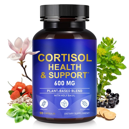 [BRSRGALQDN5B6E3B] Cortisol Balance Supplement for Women | Stress, Mood, Focus & Sleep Support with Adaptogens (Rhodiola, Holy Basil), L-Theanine & Magnesium - Vegan, Non-GMO, 90 Capsules