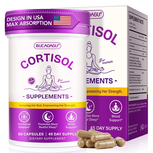 [BRSRG2QDCMMQYELL] Cortisol Supplements for Women - Cortisol Reducer & Stress Support - Magnolia Bark, Rhodiola Rosea, Holy Basil, Magnesium, Phosphatidylserine - Hormone Balance & Mood, Focus, Sleep Support
