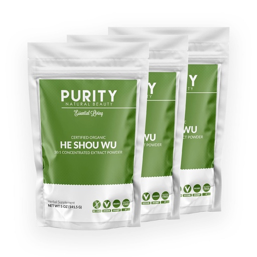 [BRSW2ZACDJ7QEGTZ] Certified Organic He Shou Wu - Large 5oz Bag of 30:1 Concentrated-Fo-ti - Organic Foti Extract- Fo ti He Shou Wu Organic (Pack of 3-15 Ounces)