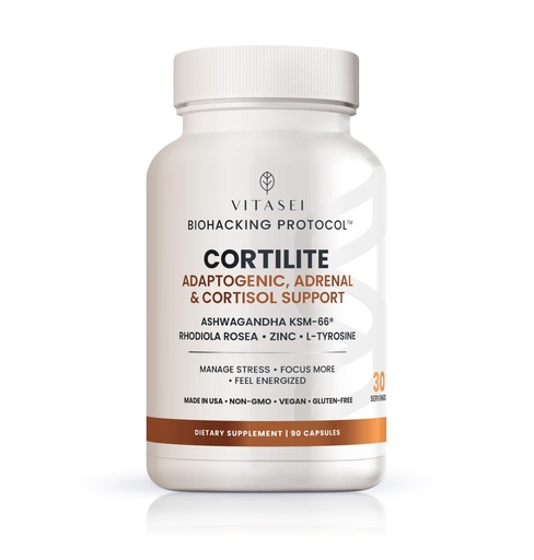 [BRSRECT4DENR4CD3] VITASEI Cortilite – Adaptogenic Cortisol & Adrenal Support with KSM-66 Ashwagandha – 90 Capsules – Helps Manage Stress & Support Balance