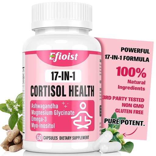 [BRSREGIZOEHBQEL3] Cortisol Supplement for Women, 17-in-1 Hormone Harmony for Women, Cortisol Reducer with Ashwagandha, Rhodiola Rosea, Magnesium Glycinate, Omega-3, for Mood, Focus, Sleep Support, 60 Capsules