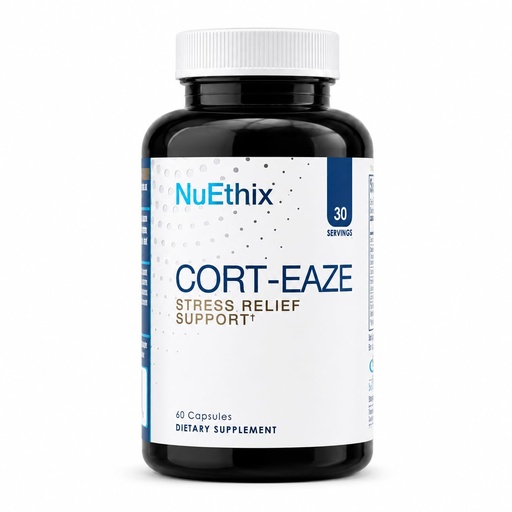 [BRSW2FQBB4DQOHLU] NuEthix Formulations Cort-Eaze - Cortisol Supplement - Health Support Supplement with Ashwagandha, L-Theanine & Rhodiola Rosea - Relaxation and Deep Sleep, 60 Capsules, 30 Servings