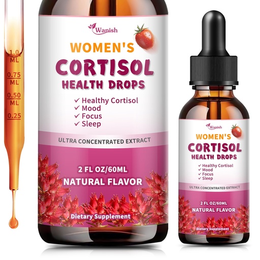 [BRSRACQCCV7WCYA6] Cortisol Supplements for Women Liquid Drops, Natural Herbal Extract Complex for Women, Cortisol Reducer - Promote Relaxation and Support Mood - 30 Day Vegan Supply